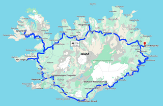 Island Rundreise 10 Tage: Screenshot der Google Maps Route auf Island mit dem Camper