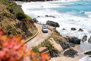 VW California Ocean on coastal road