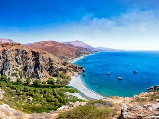 Hiking trail on the coast of Crete