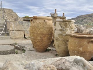 Ancient clay vessels on Peloponnais in Greece