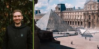 Dennis (Standortleiter Düsseldorf) und der Louvre in Paris.